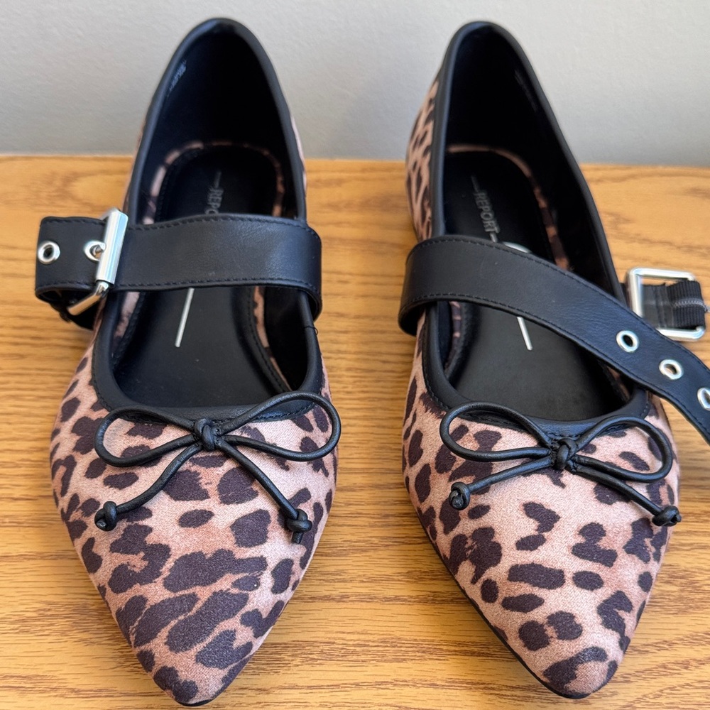 Leopard Print Women's Shoes with Black Strap